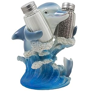 dolphin-Salt and Pepper Shaker Set with Figurine Holder