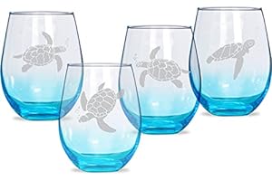 turtle-Sea Turtle Set of Four Stemless Wine Glasses