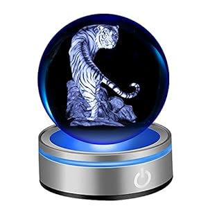 tiger-3D Crystal Ball White Tiger Figurine