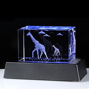 giraffe-3D Crystal Giraffe Paperweight