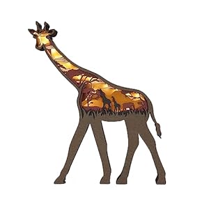 giraffe-3D Wooden Animals Carving LED Night Light