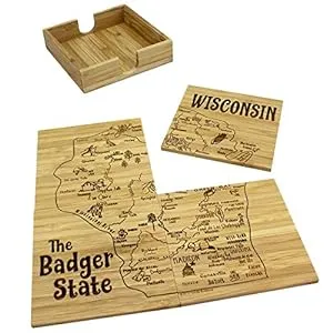Wisconsin-4 Piece Wisconsin State Coaster Set