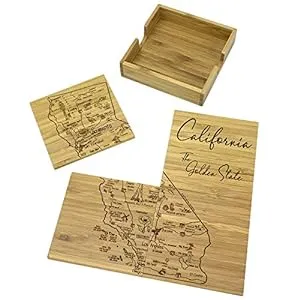 california-California State Puzzle 4 Piece Bamboo Coaster Set