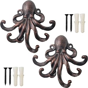 octopus-Cast Iron Octopus Coat Hooks