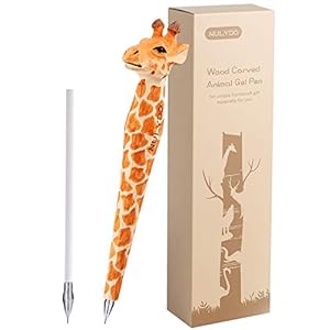 giraffe-Handmade Wood Carved Giraffe Gel Pen