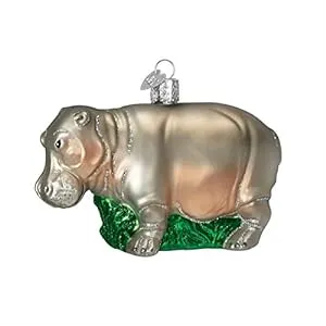 hippo-Hippo Glass Ornament
