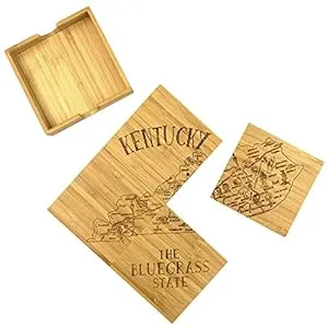Kentucky-Kentucky State Puzzle 4 Piece Bamboo Coaster Set