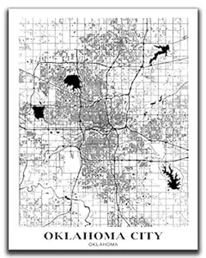 Oklahoma-Oklahoma City Map Wall Art