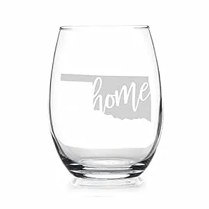 Oklahoma-Oklahoma State Stemless Wine Glass