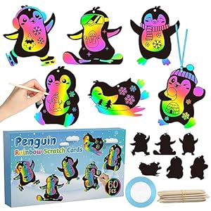 penguin-Penguin Rainbow Color Scratch Cards