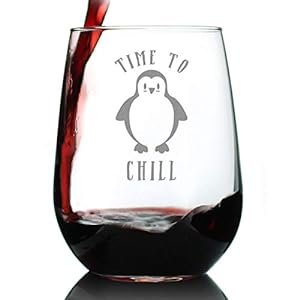 penguin-Penguin Time to Chill Stemless Wine Glass