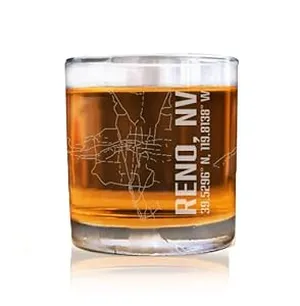 Nevada-Reno Nevada City Map Whiskey Glass