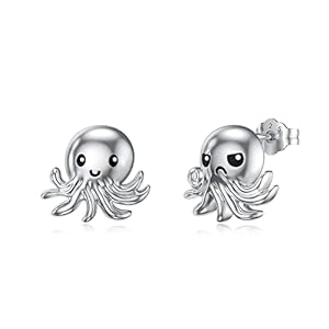 octopus-Sterling Silver Octopus Stud Earring