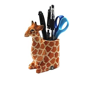 giraffe-Wood Carving Pen and Pencil Holder