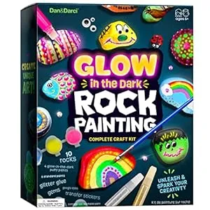 Arts and Crafts Gifts for Kids-Glow in The Dark Rock Painting Kit