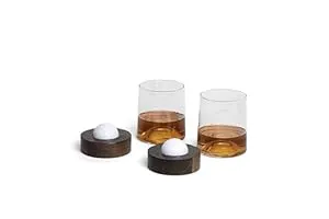 Gifts for Golfers-Golf Ball Coaster and Whiskey Glasses