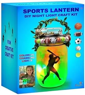 Arts and Crafts Gifts for Kids-Make Your Own Sports Night Light Lantern Jar