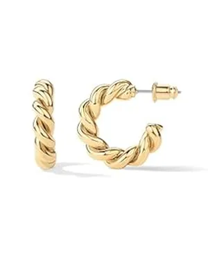 Christmas Gifts for Teen Girls-Twisted Rope Hoop Earrings