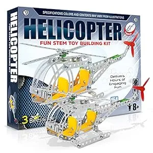 Construction Gifts for Kids-Metal Helicopter Erector Set