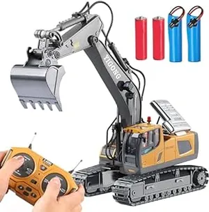 Construction Gifts for Kids-Remote Control Excavator with Metal Shovel